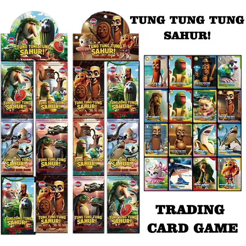 72/144/288pcs Anime Tung Tung Tung Sahur Figure Collection Card Battle Carte Board Game Brainrot Tung Sahur Trading Card Toy