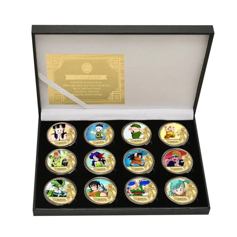 Dragon Ball Gold Plated Gold Coin Son Goku Vegeta Commemorative Coins Children Classic Anime Peripherals Collection Toy Souvenir