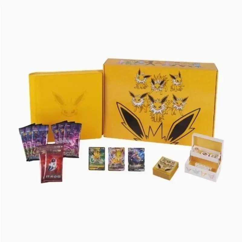 100%Original Game PTCG Card Chinese Ibrahimovic Advanced Gift Box Reib Fire Eevee Water Eevee Custom Collectible Card Gifts