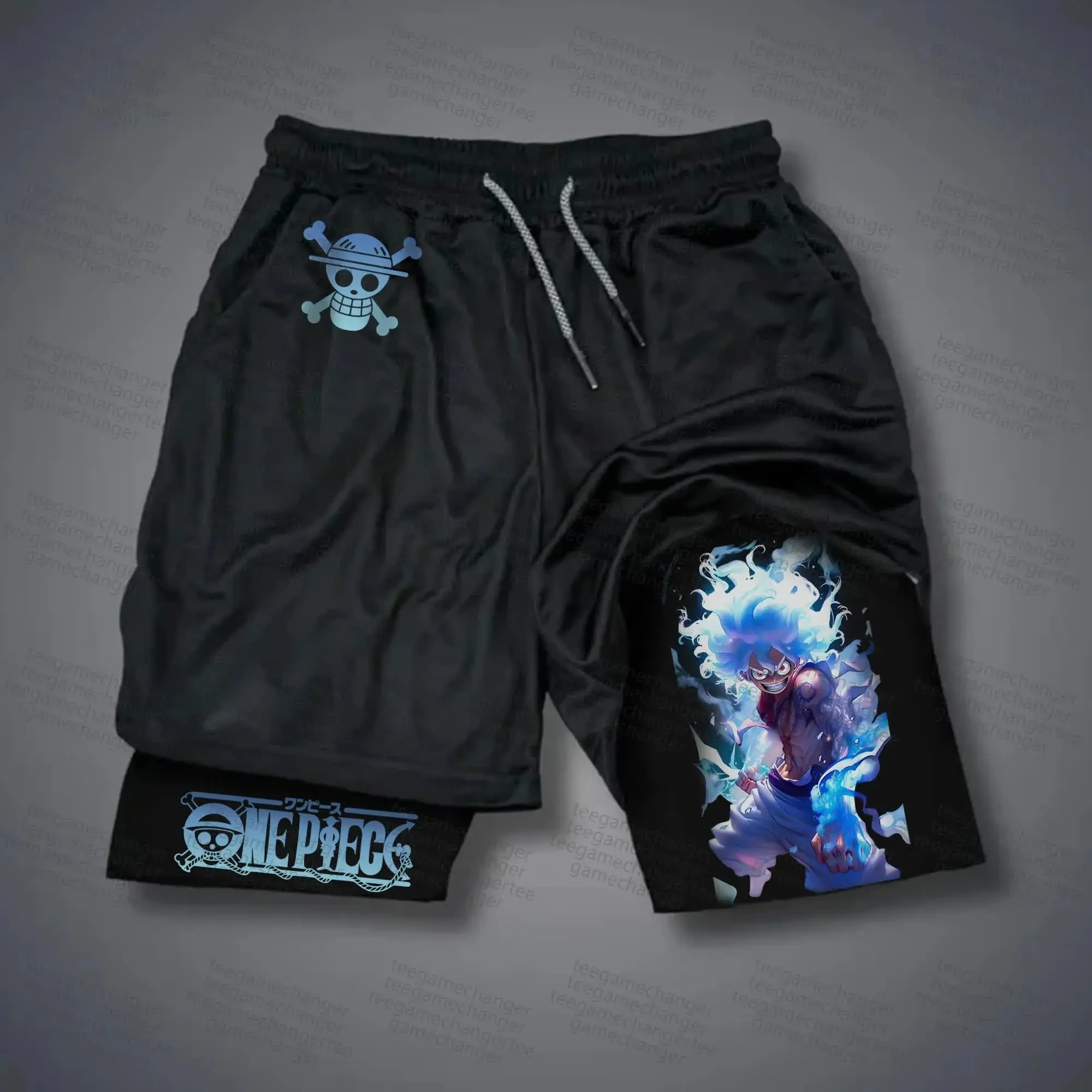 2025 Trendy One Piece Shorts - Retro Y2K Anime Beach Shorts, Quick-Dry Fabric Perfect for Summer, Jogging & Otaku Fashion