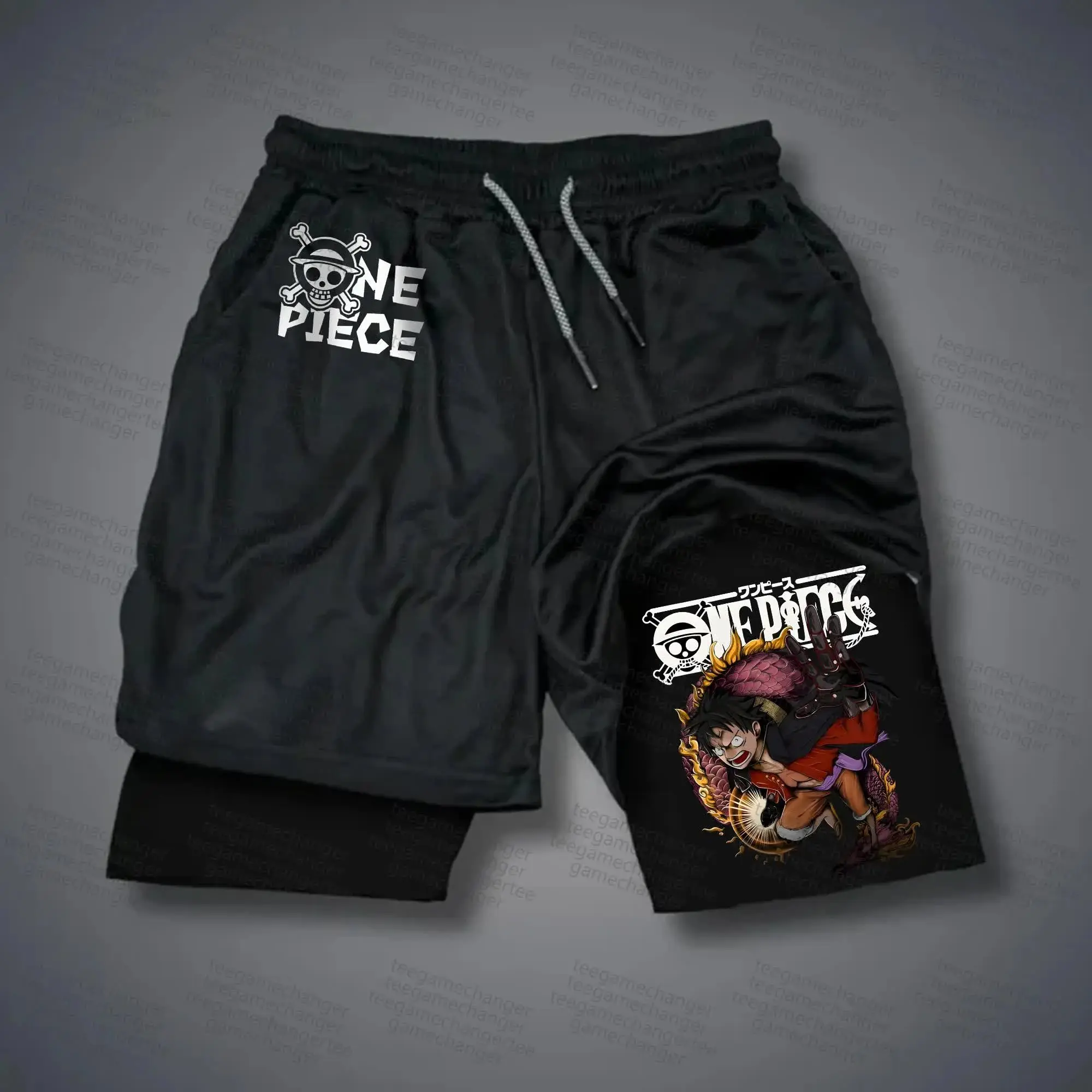 2025 Trendy One Piece Shorts - Retro Y2K Anime Beach Shorts, Quick-Dry Fabric Perfect for Summer, Jogging & Otaku Fashion