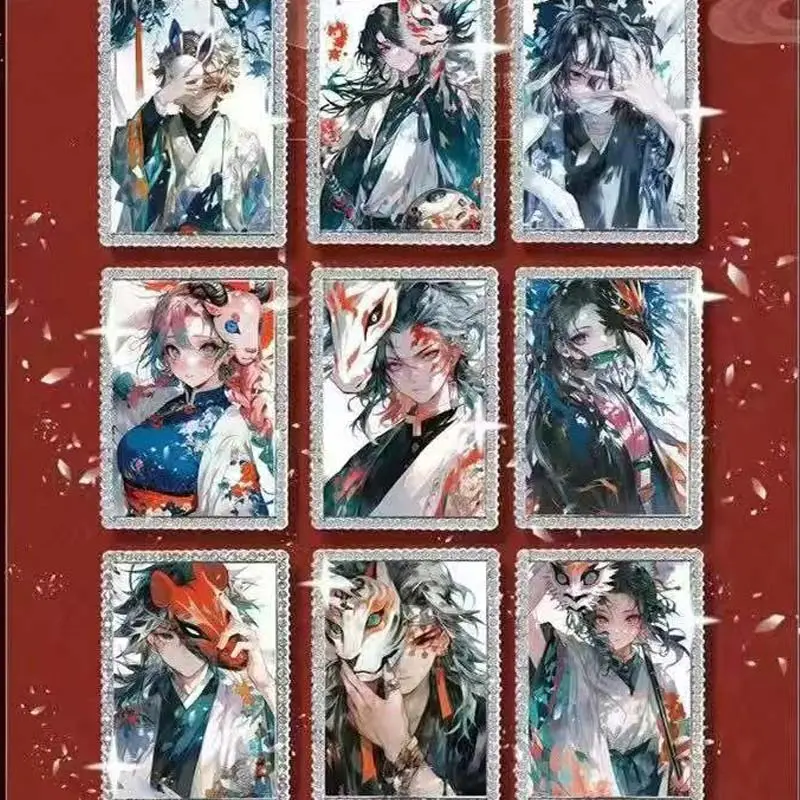 Demon Slayer Collection Cards Booster Box Luminescent Enamel Bricks Kid Toys Playing Cards Tables Games
