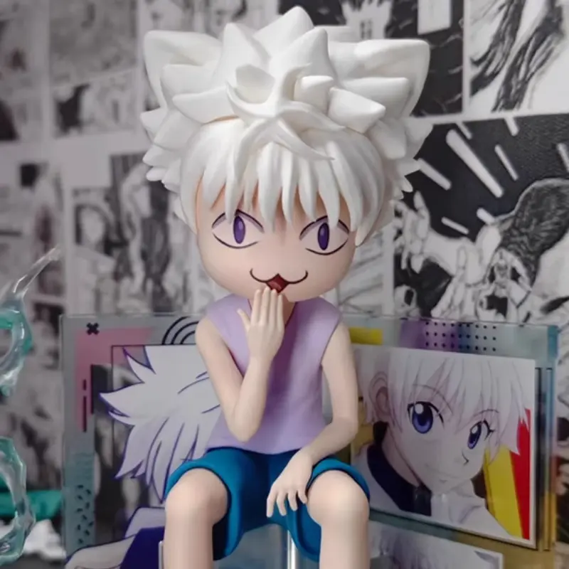 Anime Hunter Hunter Figure Killua Zoldyck Cute Baby Face Sitting Pvc Model Statue Doll Collection Decoration Decor Kid Toy Gift