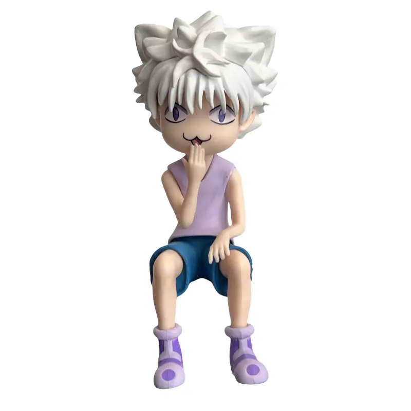 Anime Hunter Hunter Figure Killua Zoldyck Cute Baby Face Sitting Pvc Model Statue Doll Collection Decoration Decor Kid Toy Gift