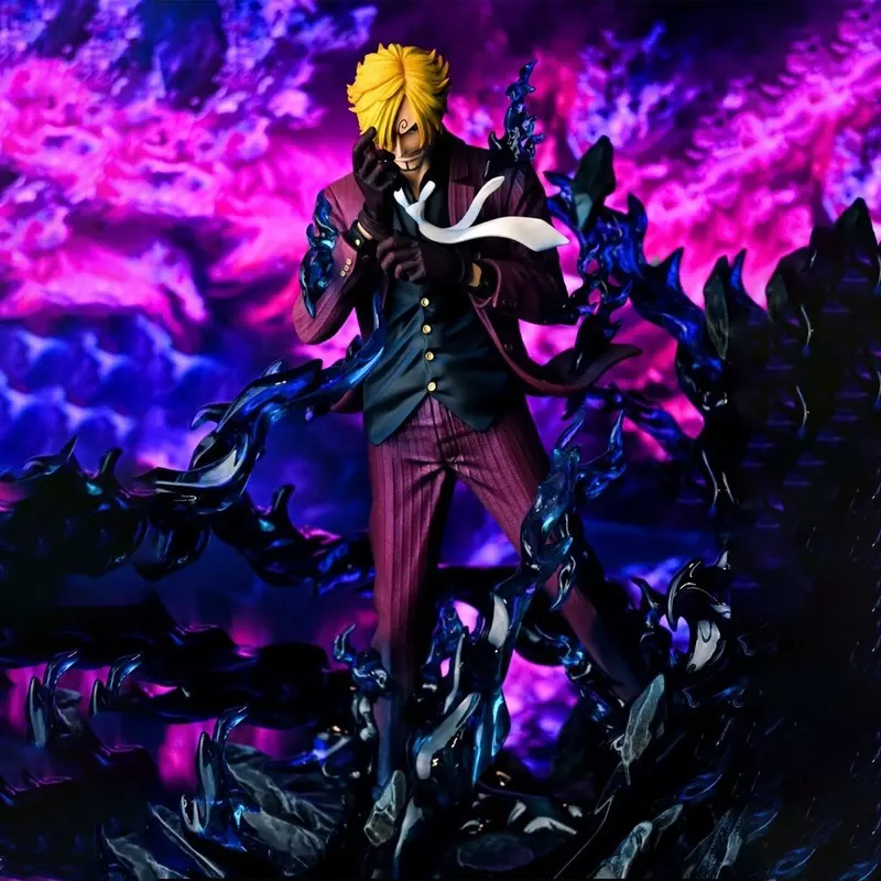ONE PIECE 25cm Figure Sanji Anime Figures Pop Smoking Sanji Figurine Devil Foot Statue Pvc Collection Kids Toys Birthday Gifts ﻿