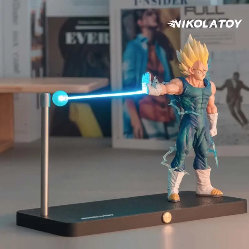 BANDAI Son Goku Vegeta Kamehameha Lamp Figure Dragon Ball Magnetic Levitation Night Light Desk Decor Model Collection Toy Gift
