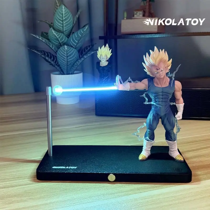BANDAI Son Goku Vegeta Kamehameha Lamp Figure Dragon Ball Magnetic Levitation Night Light Desk Decor Model Collection Toy Gift