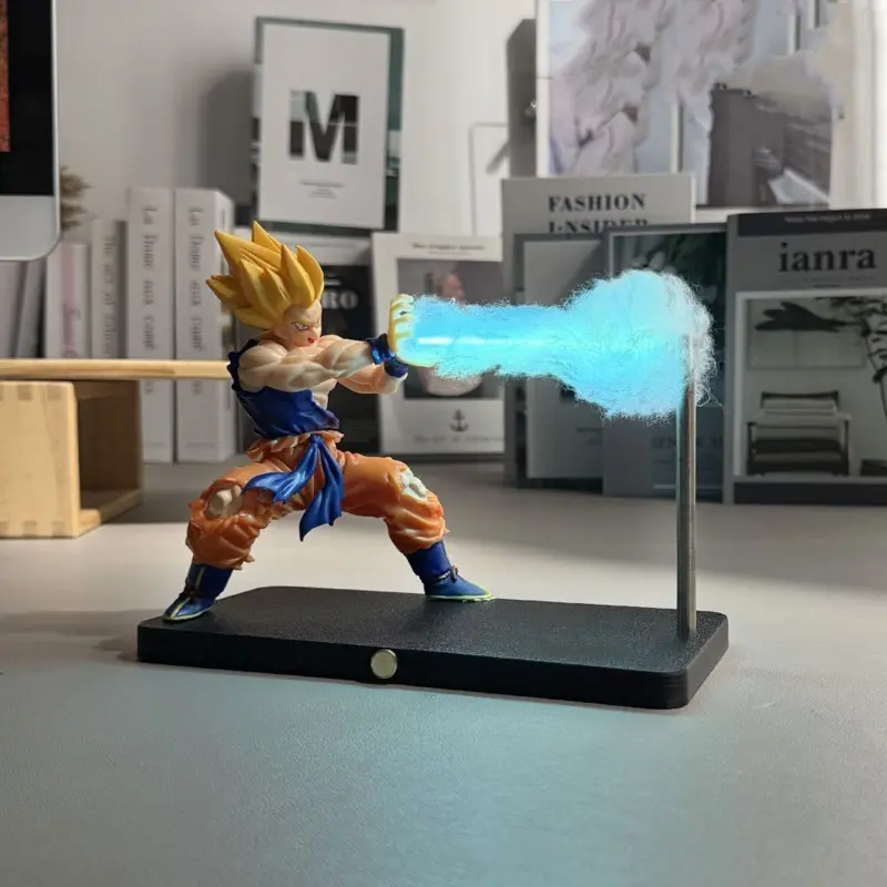 BANDAI Son Goku Vegeta Kamehameha Lamp Figure Dragon Ball Magnetic Levitation Night Light Desk Decor Model Collection Toy Gift