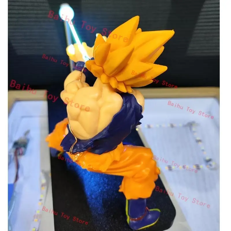 BANDAI Son Goku Vegeta Kamehameha Lamp Figure Dragon Ball Magnetic Levitation Night Light Desk Decor Model Collection Toy Gift
