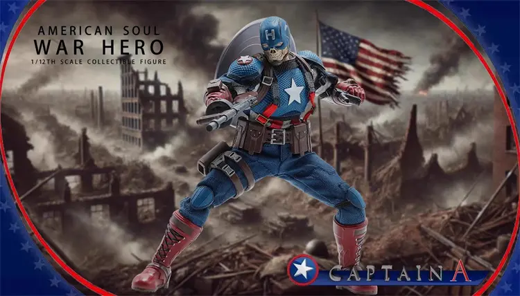 Original Joy Man Toys 1/12 Scale Captain American Soul War Hero Action Figure Collectible Jmtoys Jm003 Kid Toy Boy Birthday Gift