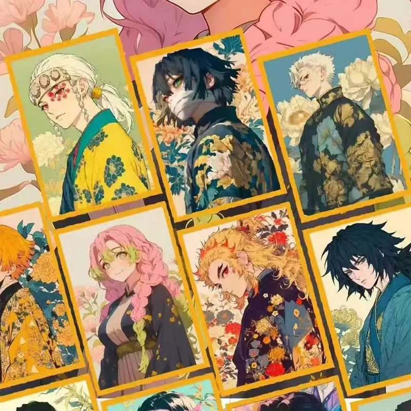 2025 Wholesales Demon Slayer Cards A6 Acrylic Colored Paper Sexy Style Waifu Trading Anime Card Doujin Toy Gifts