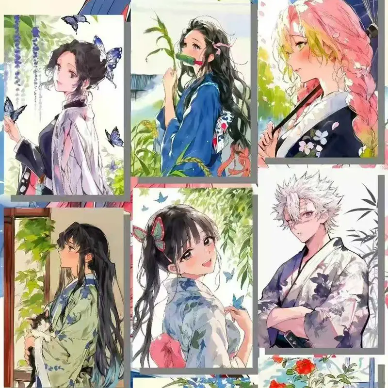 2025 Wholesales Demon Slayer Cards A6 Acrylic Colored Paper Sexy Style Waifu Trading Anime Card Doujin Toy Gifts