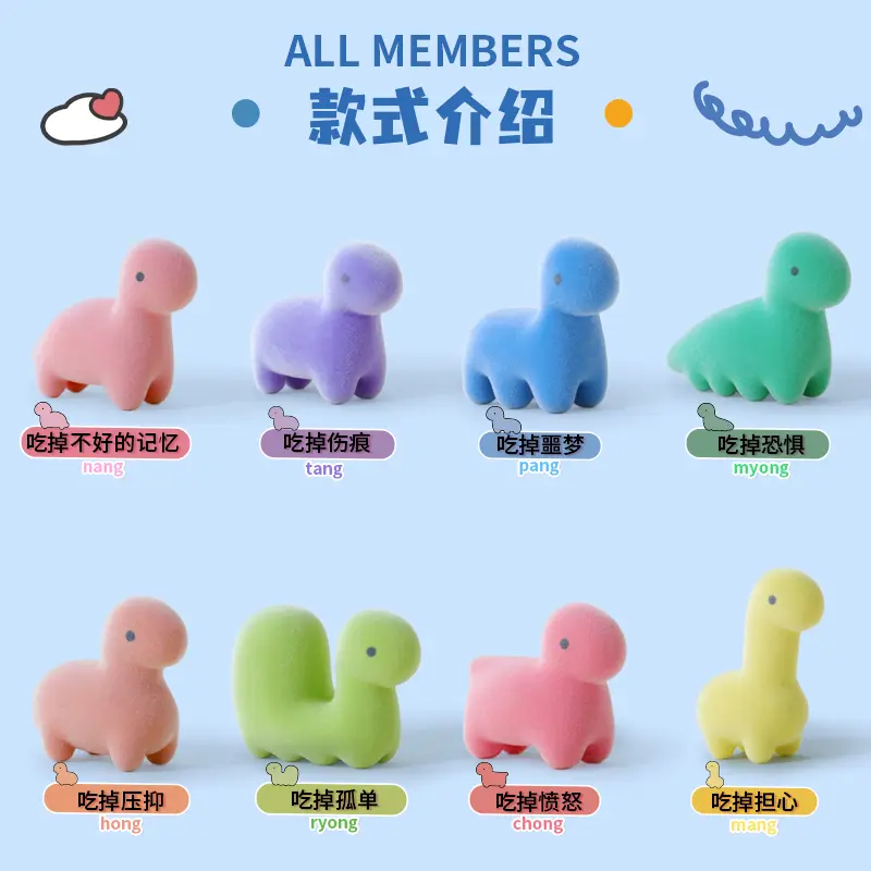Original Cute Petty Dust Cute Dinosaur Plush Collection Mysterious Blind Box Dinosaur Mini Model Desktop Ornament Festival Gift