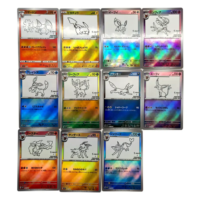 Pokemon Flash Cards Pikachu Charizard Eeveelution Yu Nagaba Series Diy Anime Peripheral Game Collection Card Gifts for Friends