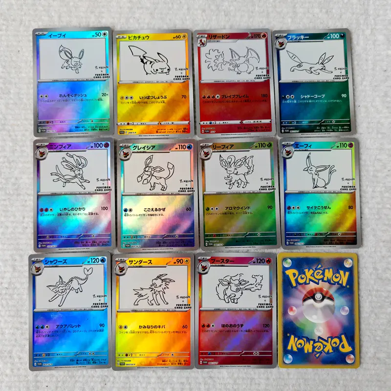 Pokemon Flash Cards Pikachu Charizard Eeveelution Yu Nagaba Series Diy Anime Peripheral Game Collection Card Gifts for Friends