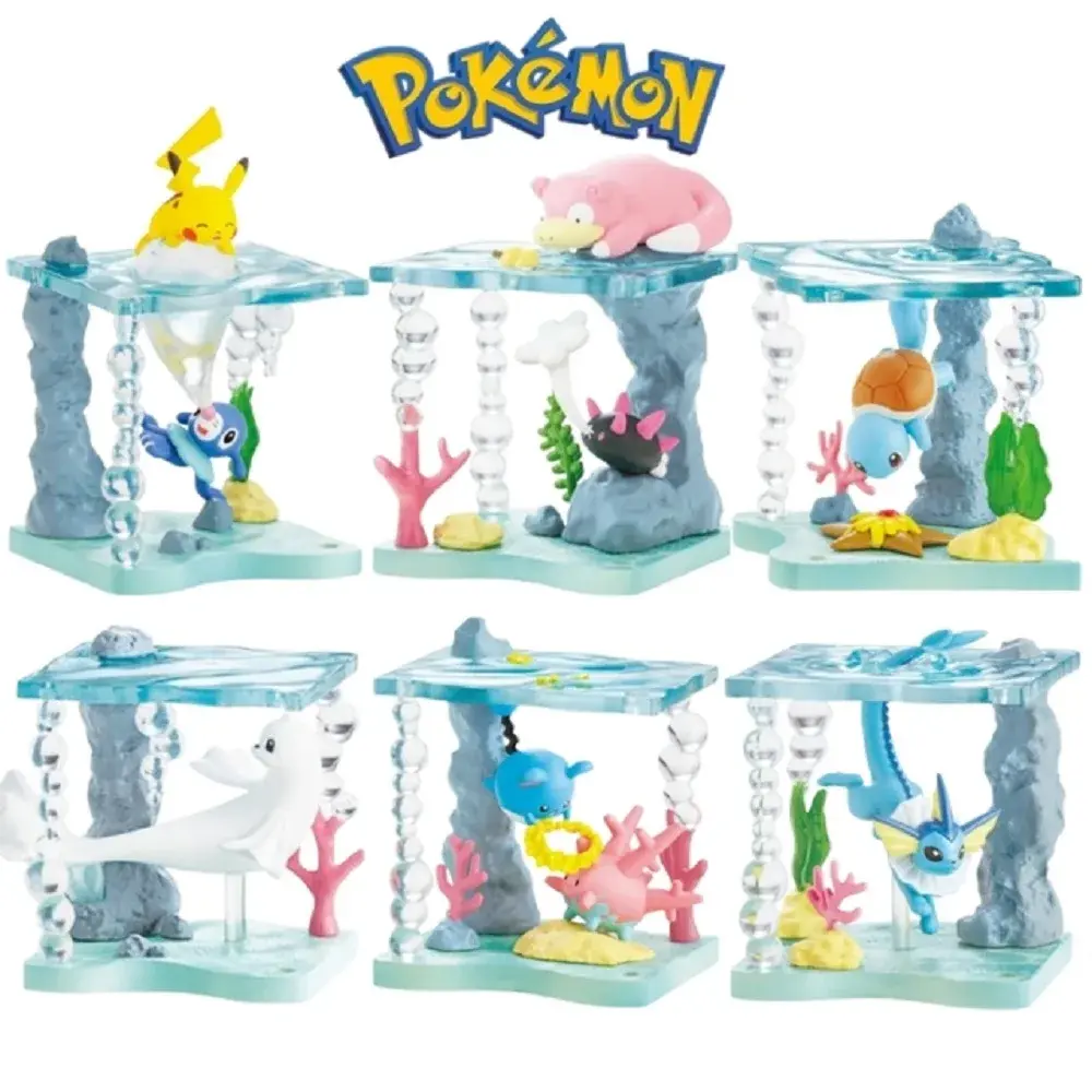 6pcs/set Anime Pokemon World In Sea Collection Figure Squirtle Dewgong Slowpoke Marill Pyukumuku Corsola Popplio