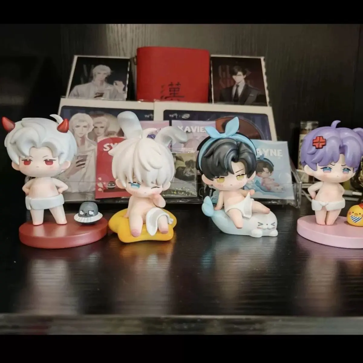Love And Deepspace Anime Figure Bath Towel Series Sylus Rafayel Zayne Xavier Cute Pvc Model Doll Collection Room Desk Toys Gifts