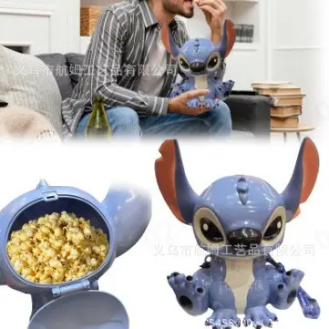 Stitch Popcorn Bucket Storage Cute Cartoon Shoulder Bags Mini Snack And Candy Containers Capacity Ornament Cinema Kid Toys Gifts