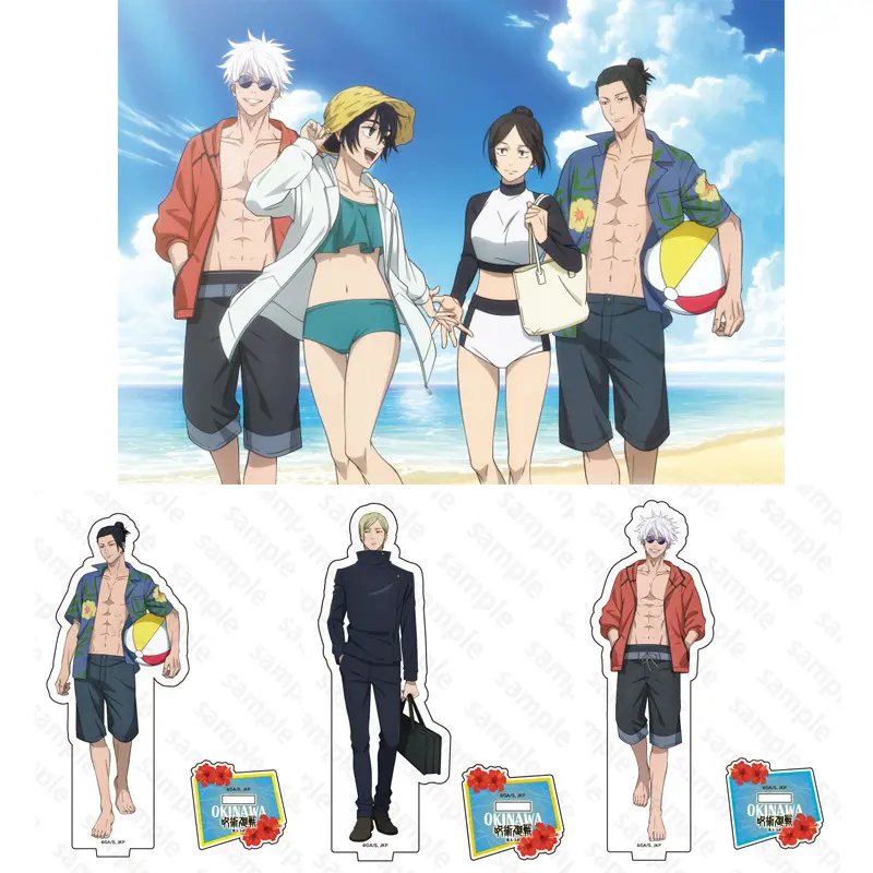 Jujutsu Kaisen: Kaigyoku Beach Acrylic Stand Amanai Riko Bikini Figure Desk Ornaments Satoru Gojo Accessory Kento Nanami  Toys