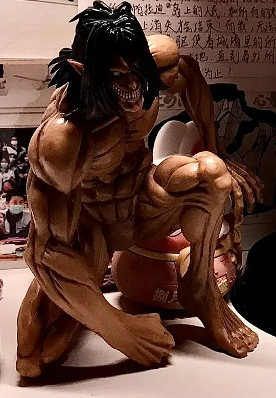Attack On Titan Anime Figure Eren Jaeger Colossus Squatting Figures Gk Statue Model Doll Collection Room Decora Desk Toys Gifts