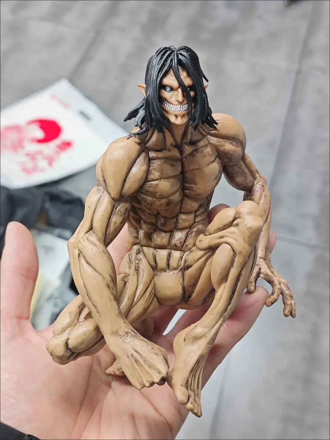 Attack On Titan Anime Figure Eren Jaeger Colossus Squatting Figures Gk Statue Model Doll Collection Room Decora Desk Toys Gifts