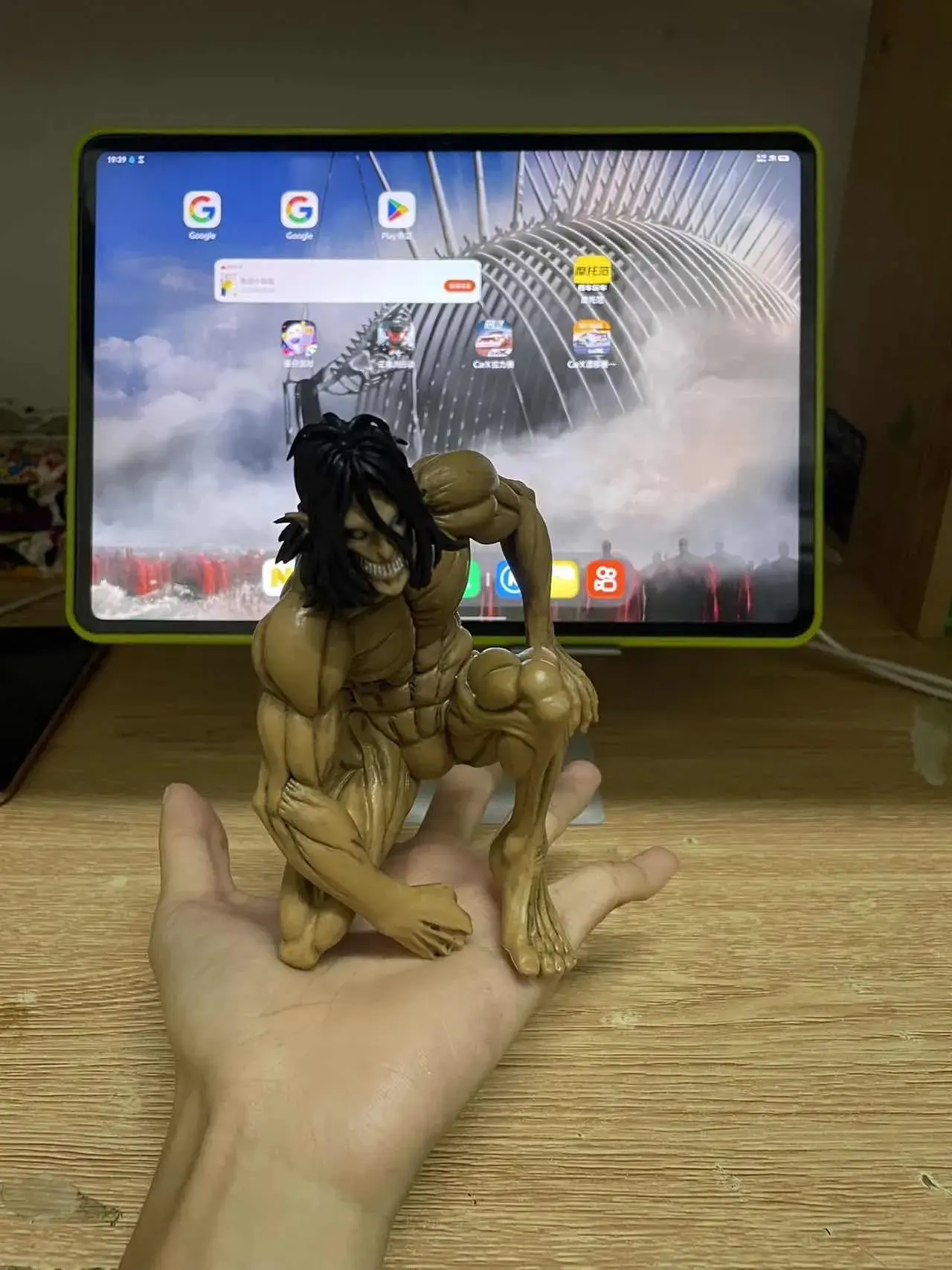 Attack On Titan Anime Figure Eren Jaeger Colossus Squatting Figures Gk Statue Model Doll Collection Room Decora Desk Toys Gifts