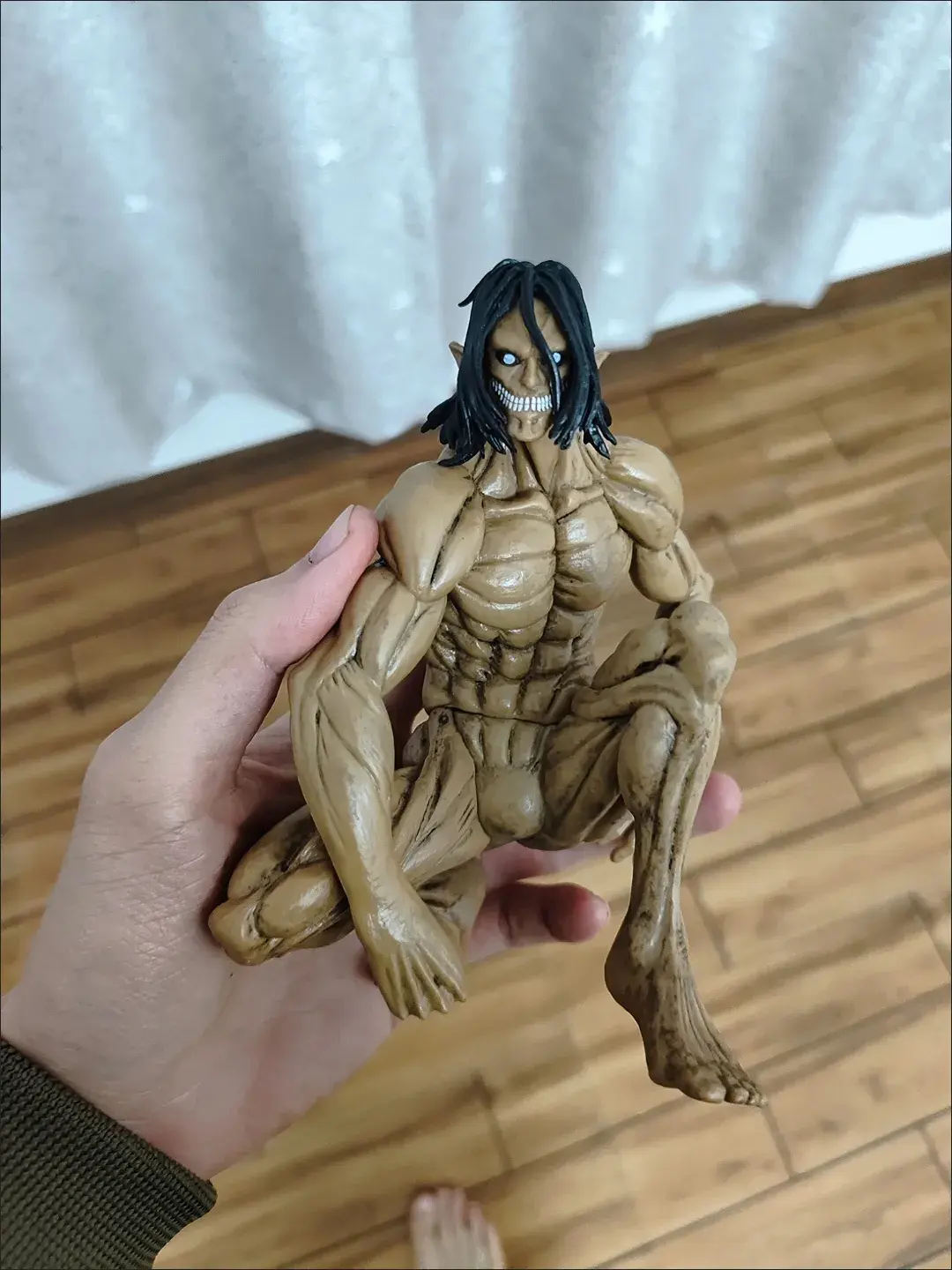 Attack On Titan Anime Figure Eren Jaeger Colossus Squatting Figures Gk Statue Model Doll Collection Room Decora Desk Toys Gifts