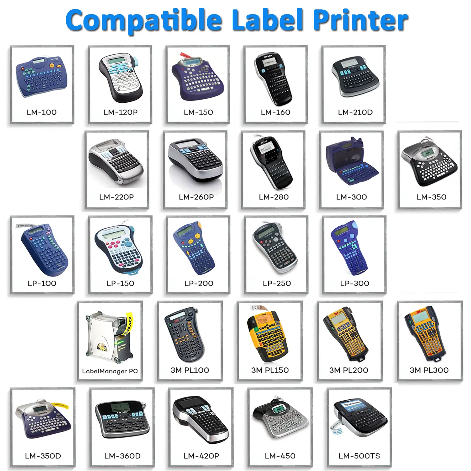 1pcs Compatible dymo D1 6/9/12/19/24mm tapes 45010 45013 45018 40910 40913 43613 18445 18444  for Dymo labelmanager LM160 210D