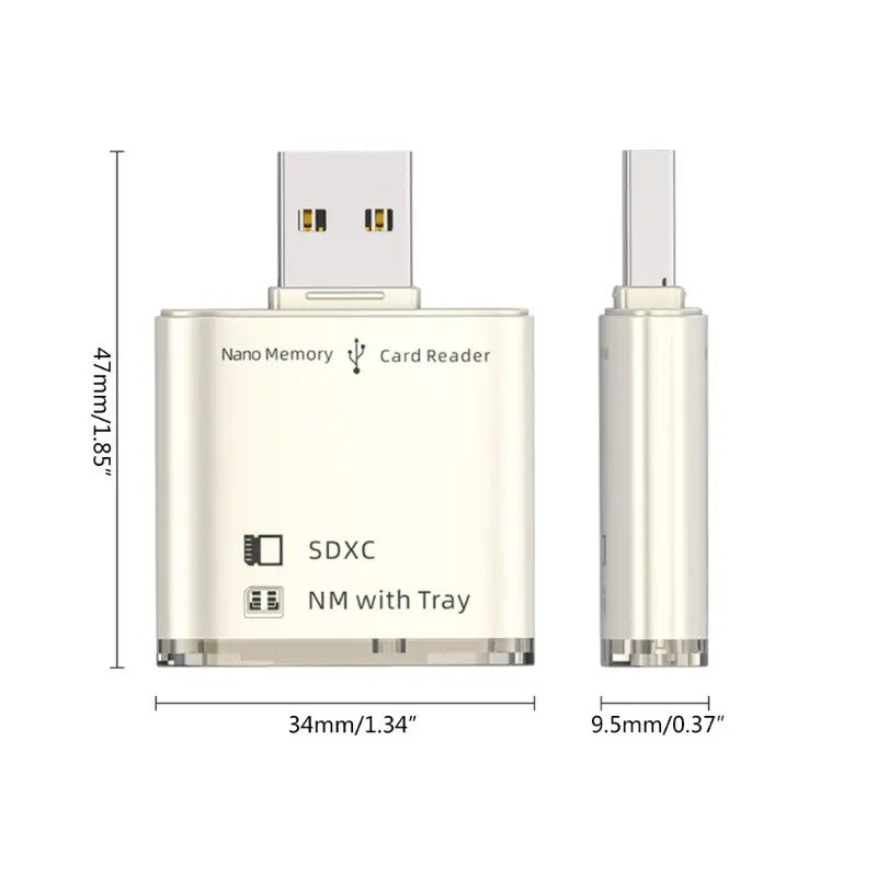 High Speed 2 in 1 USB2.0/USB3.0 to NM Card Reader Memory Card Reader High Speed Data Transfer for Desktops and Laptops
