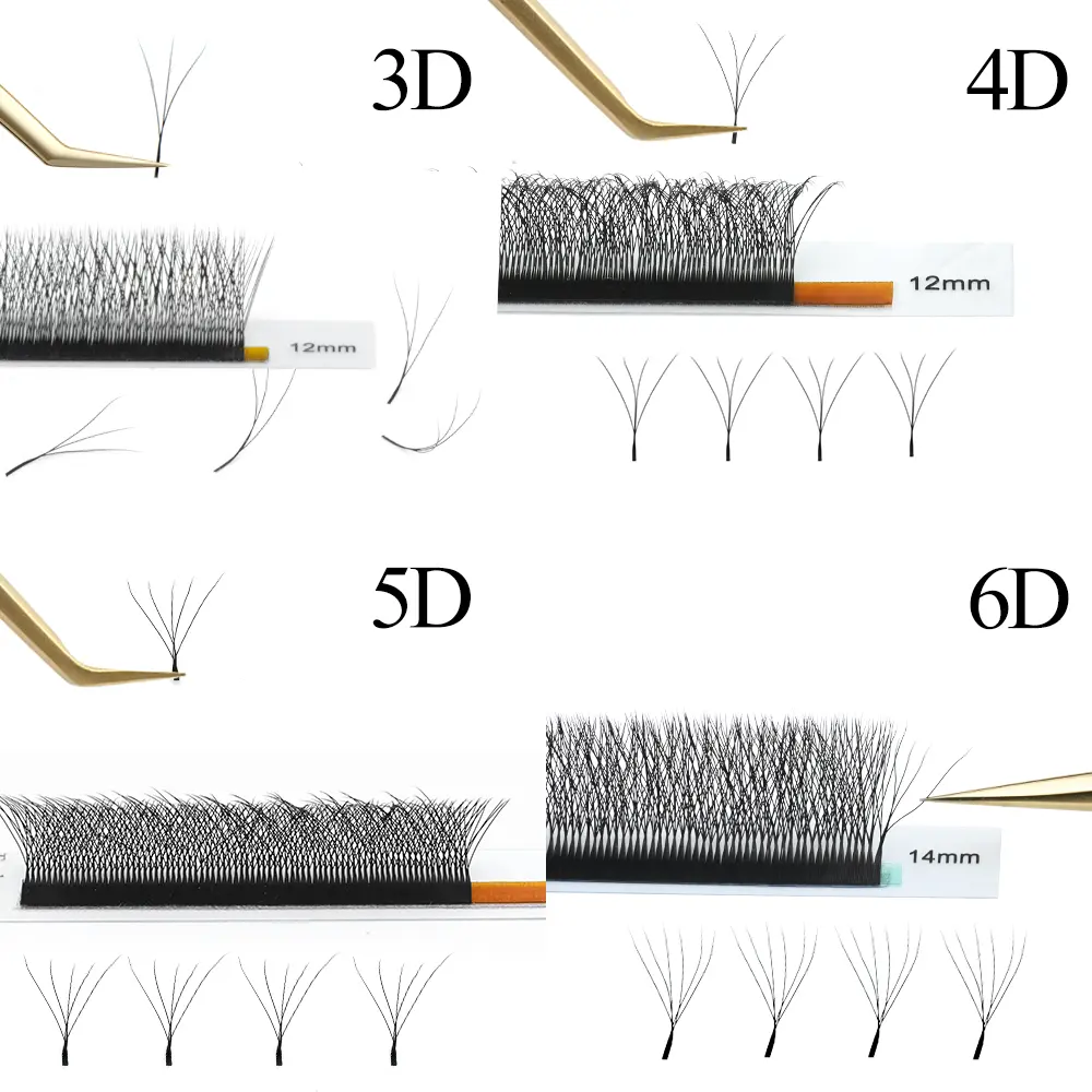 NAGARAKU 5cases 3D 4D 5D 6D W Shape Bloom Premade Fans Eyelashes Extensions Natural Soft Light Individual Lashes