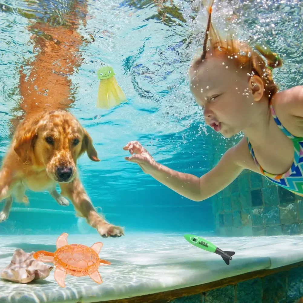 Summer Children Swimming Octopus Pool Diving Toys Water Sports Water Play Toys Diving Stick Gem Set Underwater Grabbing Toys