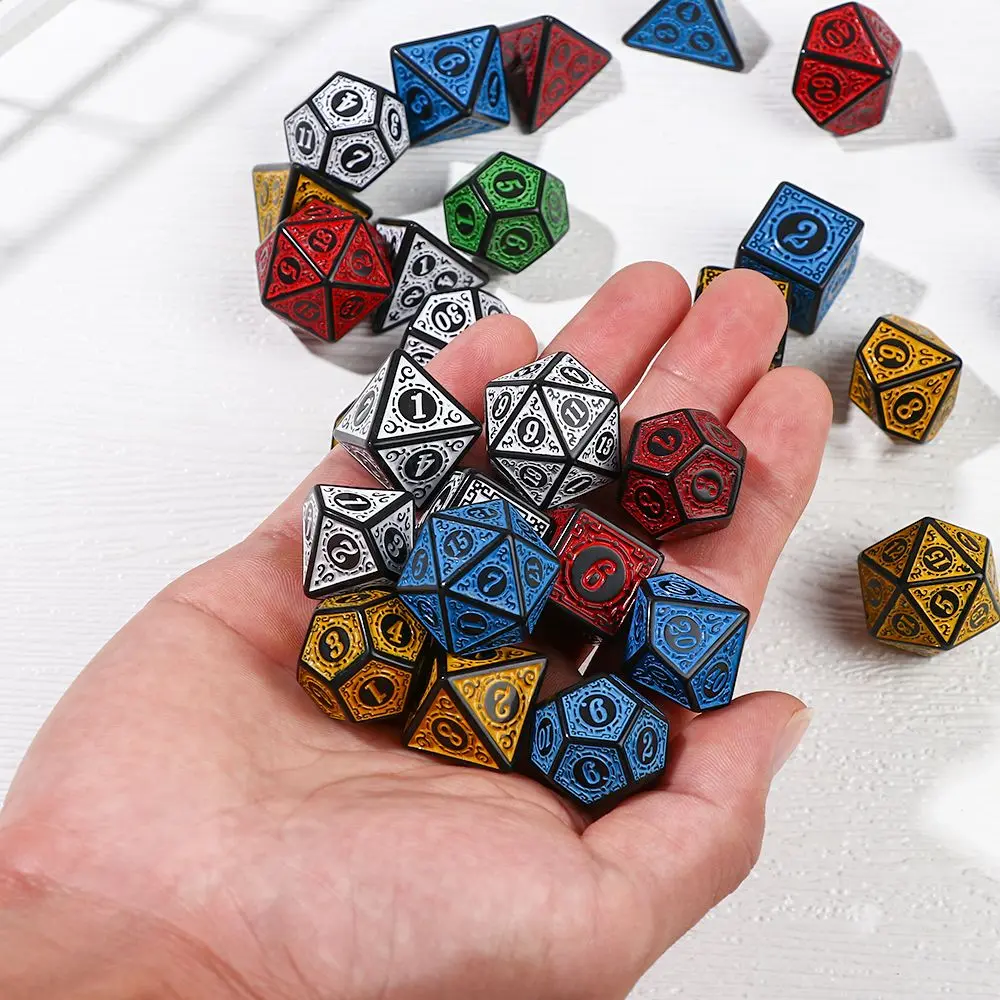 7-Die Multi-Sided Dice Set Game Dice For TRPG DND Polyhedral D4 D6 D8 D10 D12 D20 Dice For Board Card Game Math Game Accessories