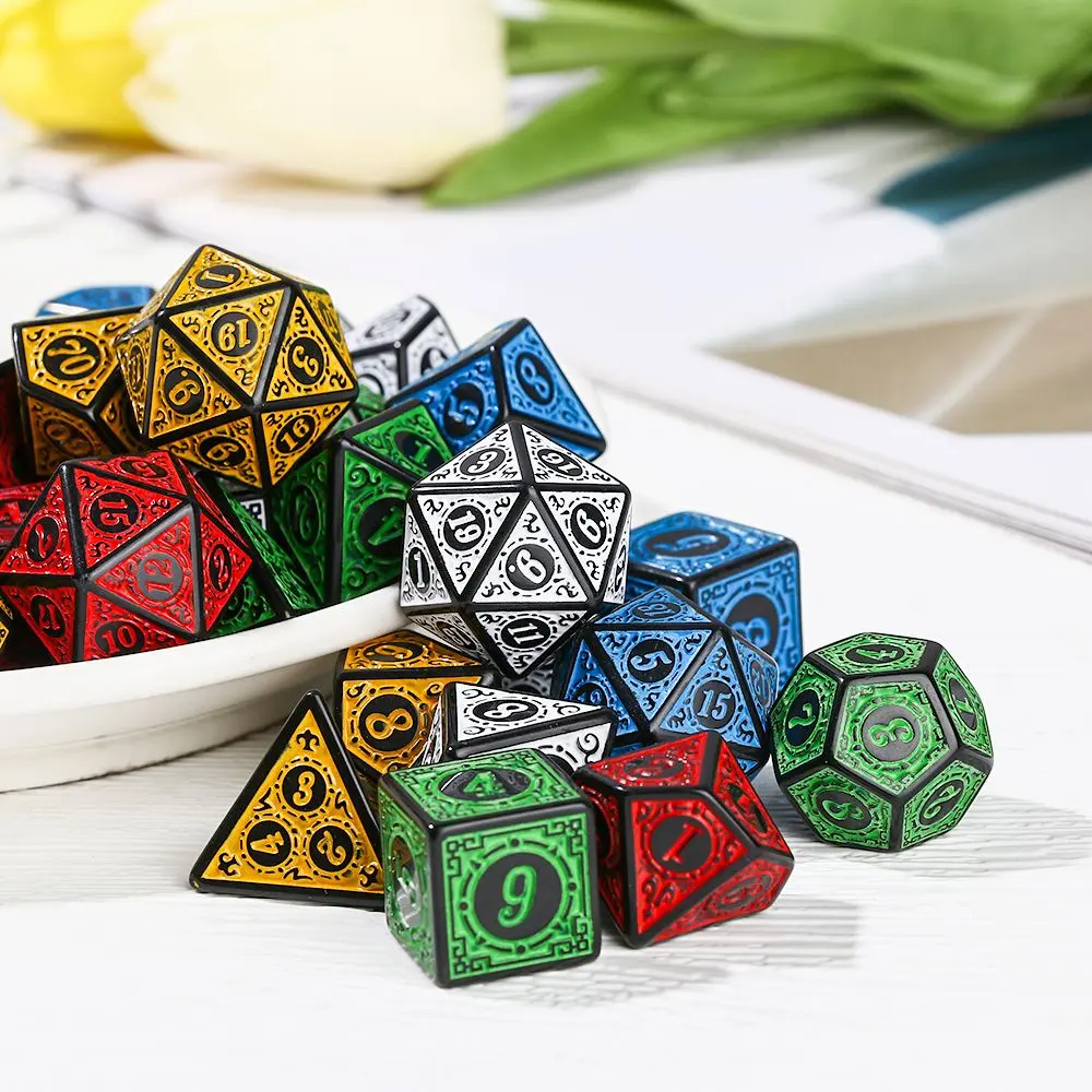 7-Die Multi-Sided Dice Set Game Dice For TRPG DND Polyhedral D4 D6 D8 D10 D12 D20 Dice For Board Card Game Math Game Accessories