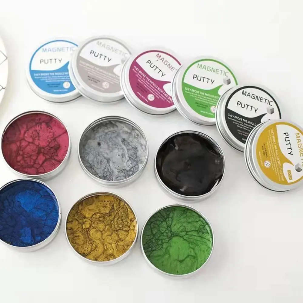 Resin Magnetic Bouncing Mud Colored Clay Ferrofluid Magnetic Suction Clay with Magnet DIY Mud Playdough Kids Toys