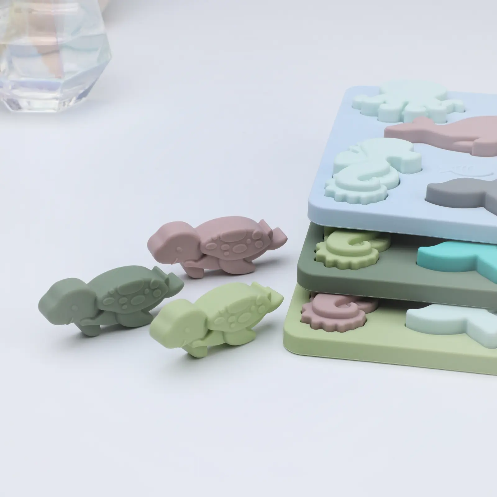 Hot Sell New Baby Silicone Marine Animal Puzzle Kids Silicone Geometry Matching Board Baby 6 month + Sensory Educational Toys