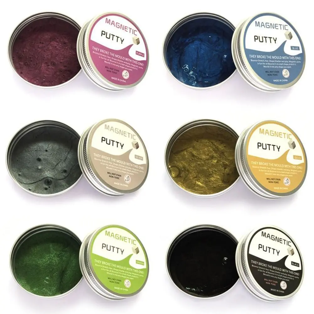 Resin Magnetic Bouncing Mud Colored Clay Ferrofluid Magnetic Suction Clay with Magnet DIY Mud Playdough Kids Toys