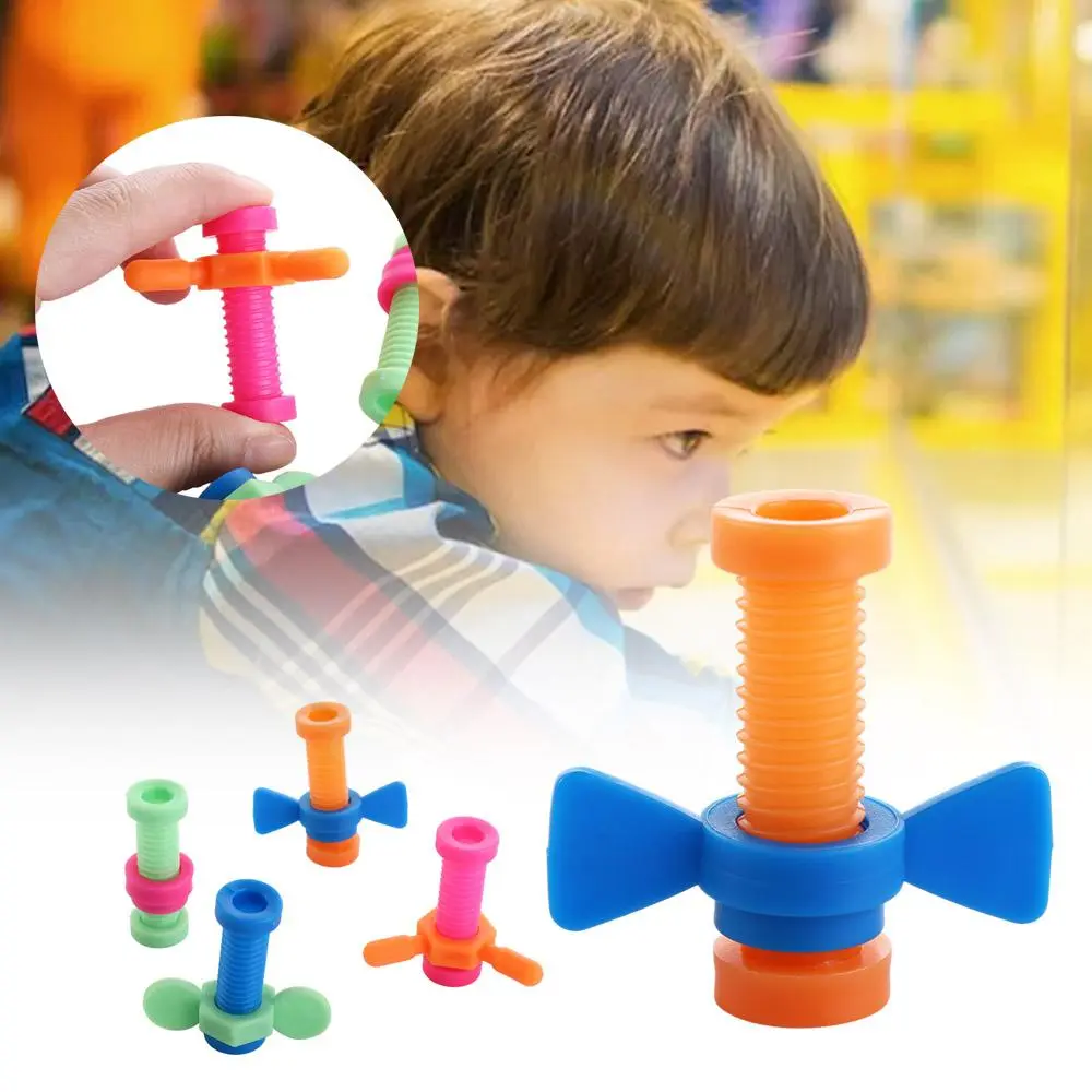 Rotating Screw ABS Screwing Toy Sensory Push Rotating Screw Pencil Cases ABS Colorful Fidget Pencil Toppers for 4pcs/set