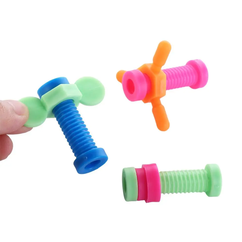 Rotating Screw ABS Screwing Toy Sensory Push Rotating Screw Pencil Cases ABS Colorful Fidget Pencil Toppers for 4pcs/set