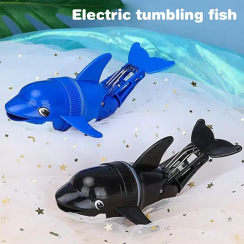 Cartoon Electric Dolphin Toy Water Playing Fish Rolling Toys Electric Swinging Fish Children Bath Toys For Kid Birthday Gifts