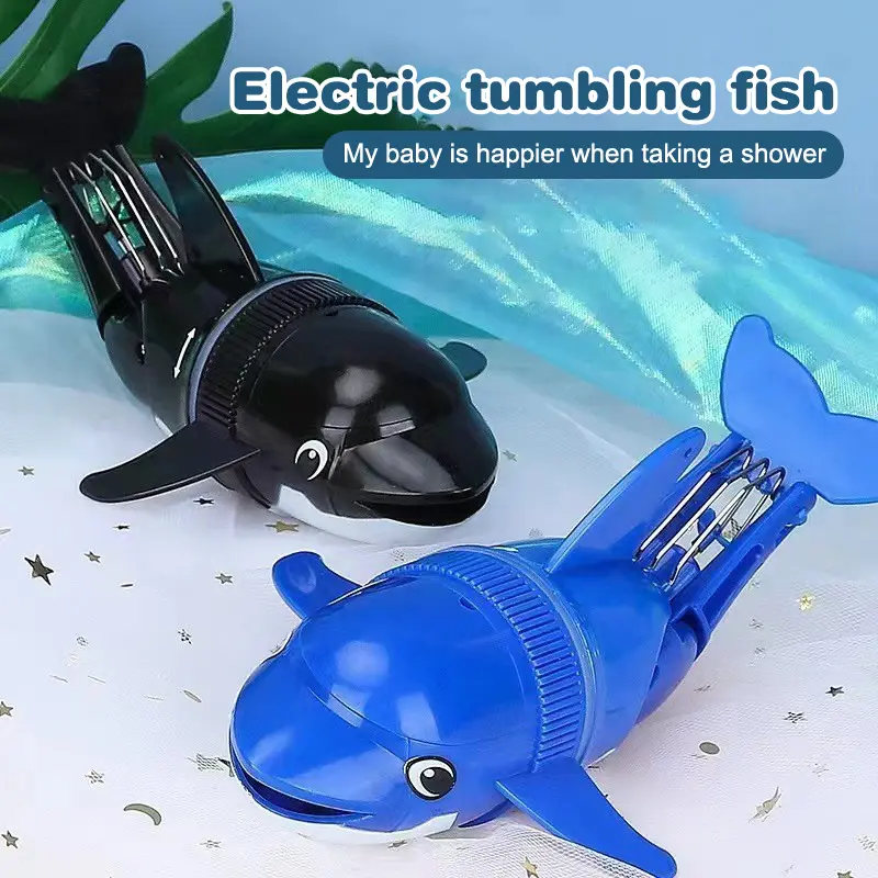 Cartoon Electric Dolphin Toy Water Playing Fish Rolling Toys Electric Swinging Fish Children Bath Toys For Kid Birthday Gifts