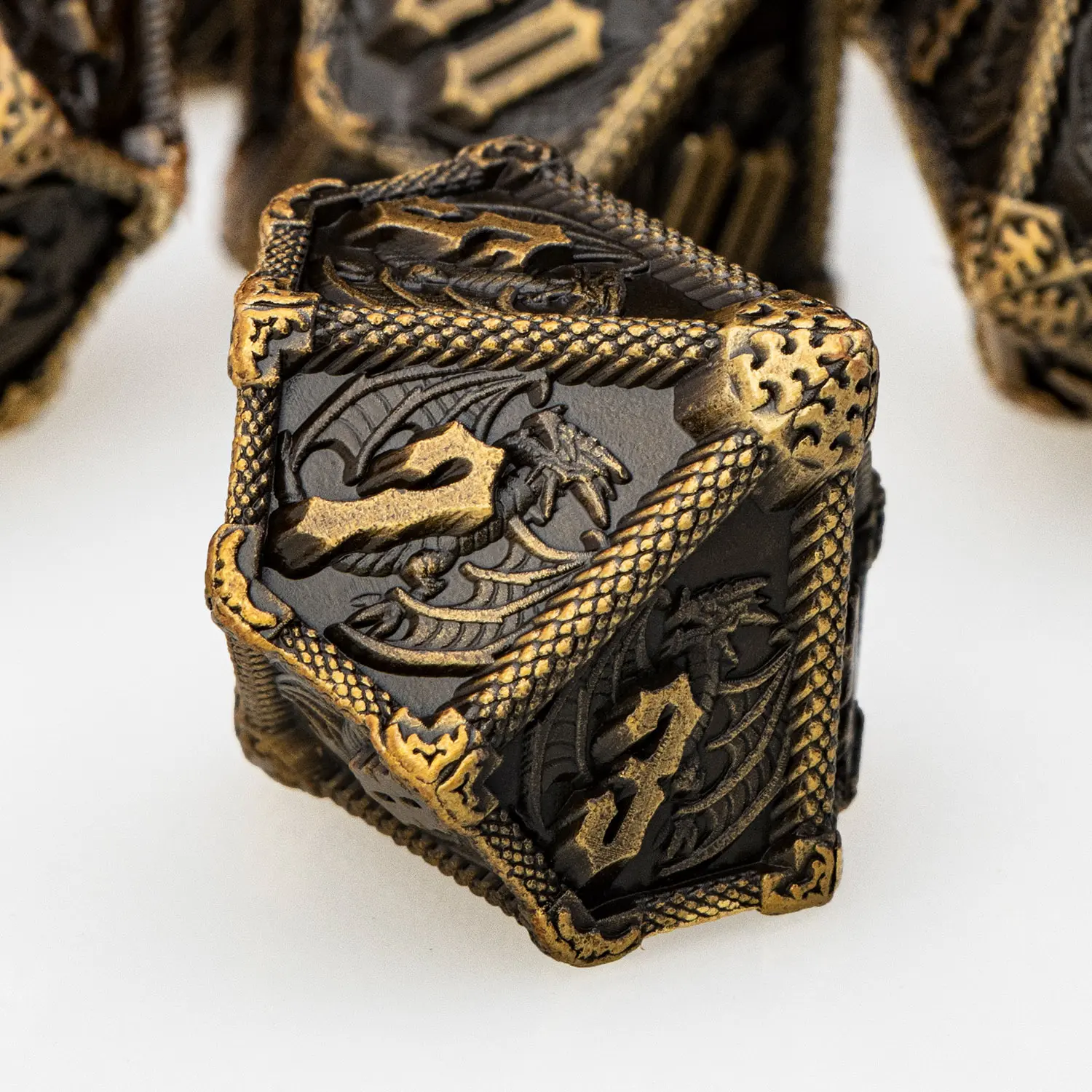 DND Dice Metal Dragon Dice Set Dungeon and Dragon D&D Polyhedral Dice RPG D and D Role Playing Games D20 D12 D10 D8 D6