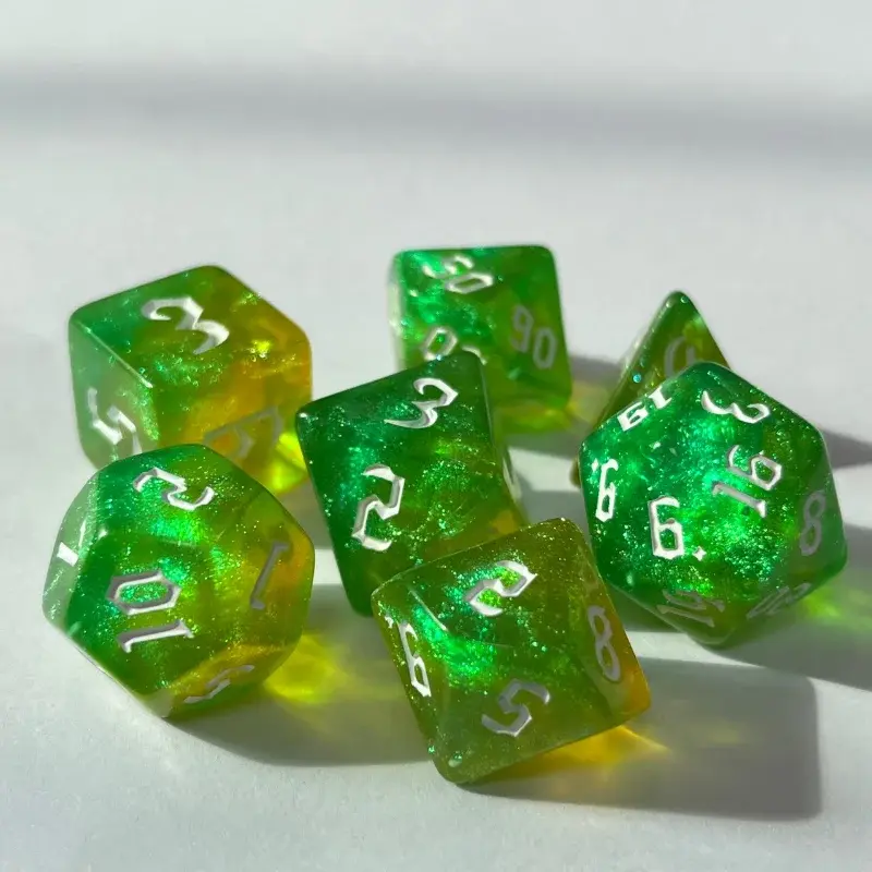 7 Pcs Kit Two Color Polyhedral Beautiful Dices D4 D6 D8 D10x2 D12 D20 Digital 20 Sided Set for Table Games DND Board Gaming TRPG