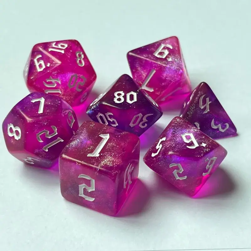 7 Pcs Kit Two Color Polyhedral Beautiful Dices D4 D6 D8 D10x2 D12 D20 Digital 20 Sided Set for Table Games DND Board Gaming TRPG