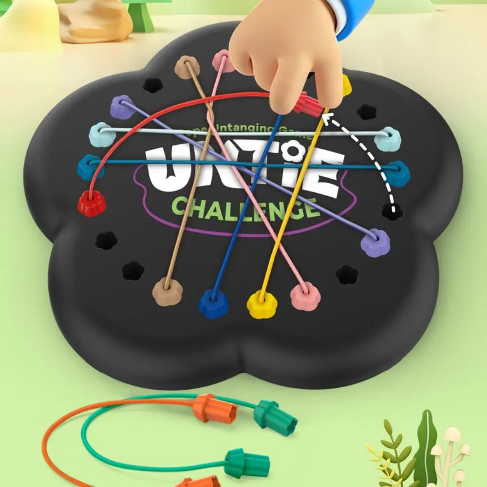 Logical Thinking Kid Rope Knots Game Challenge Color Twisted Connected Line Montessori Rope Untying Toy Stereoscopic Cartoon