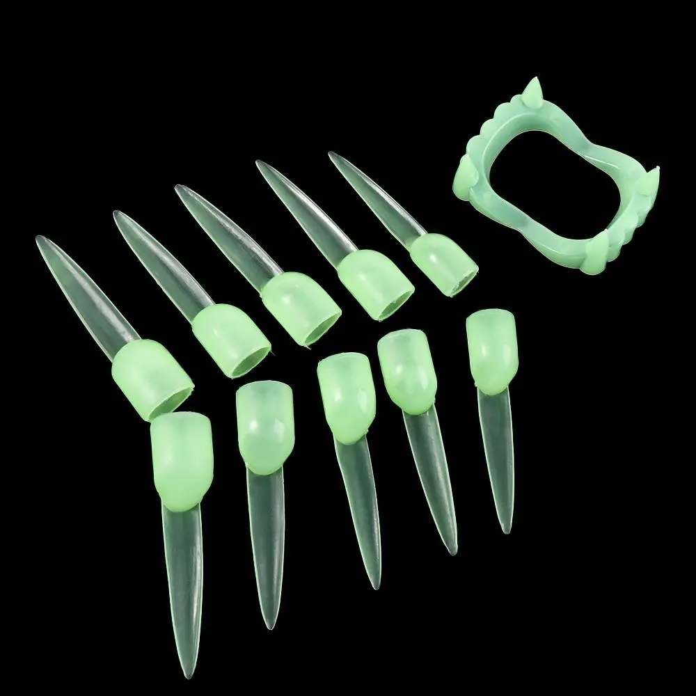 Denture Luminous Fake Tooth Glow in Dark Creative Halloween Canine Teeth Mini Safety Glowing Finger Protector All Saints' Day