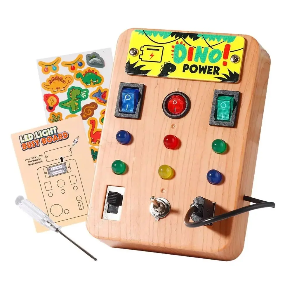 Montessori Toddler Busy Board LED Light Switch Electronic Kids' Activity Board Perception Cultivation Cartoon Sticker