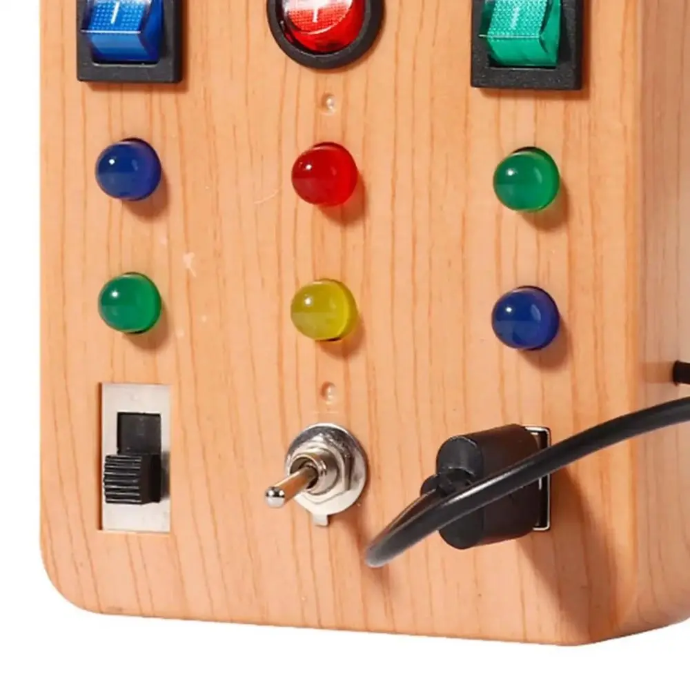 Montessori Toddler Busy Board LED Light Switch Electronic Kids' Activity Board Perception Cultivation Cartoon Sticker