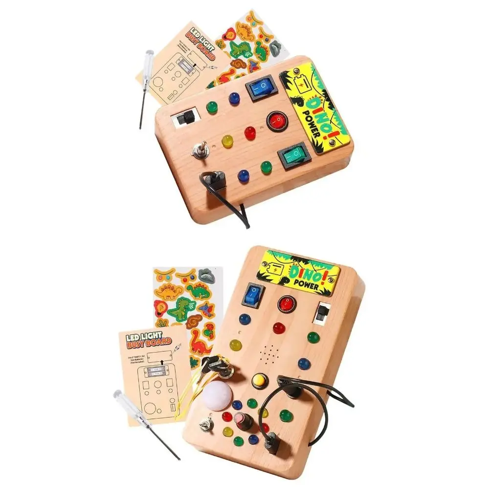 Montessori Toddler Busy Board LED Light Switch Electronic Kids' Activity Board Perception Cultivation Cartoon Sticker