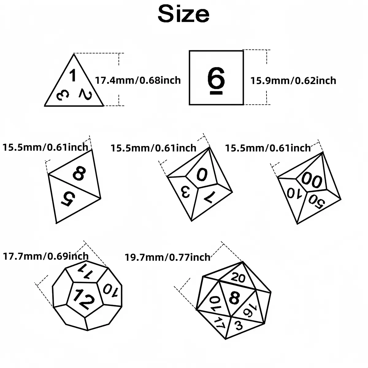 7pcs Polyhedral Dice Set DND Game Dice Entertainment Games Accessories for DND RPG Board Game