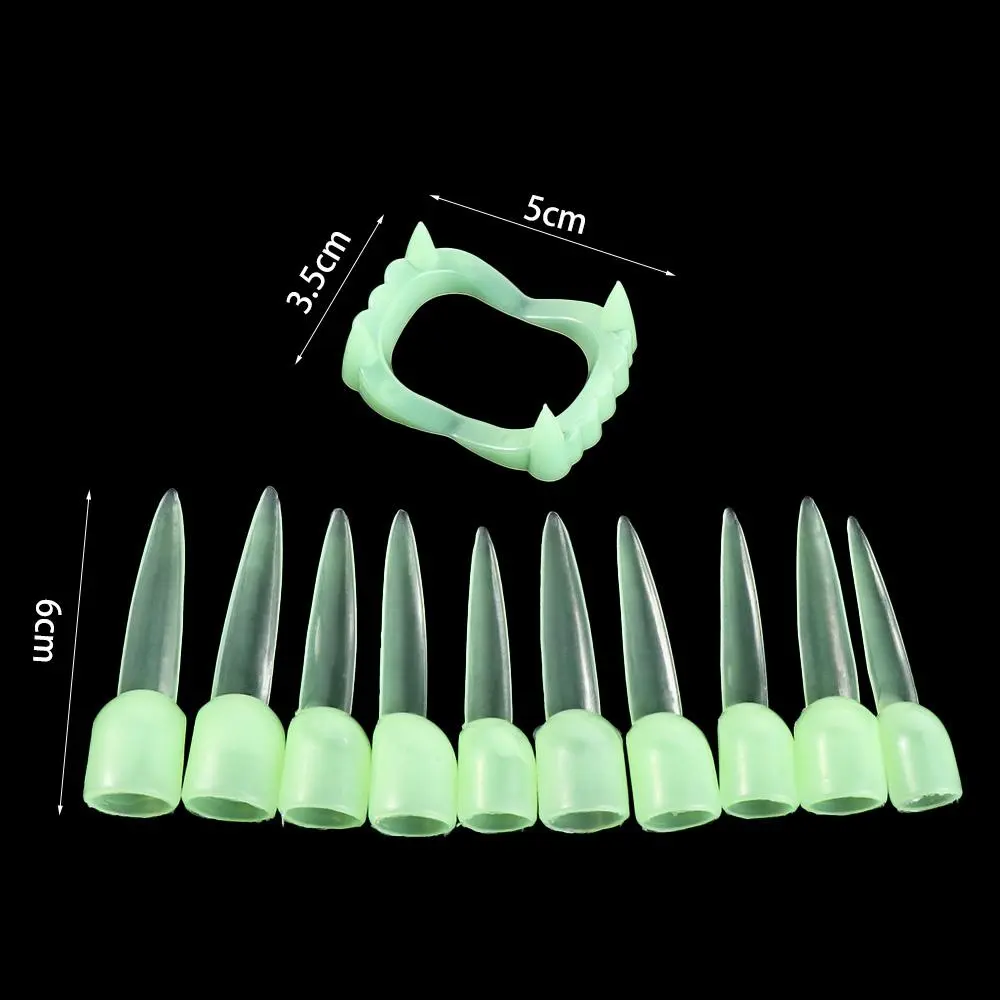 Denture Luminous Fake Tooth Glow in Dark Creative Halloween Canine Teeth Mini Safety Glowing Finger Protector All Saints' Day